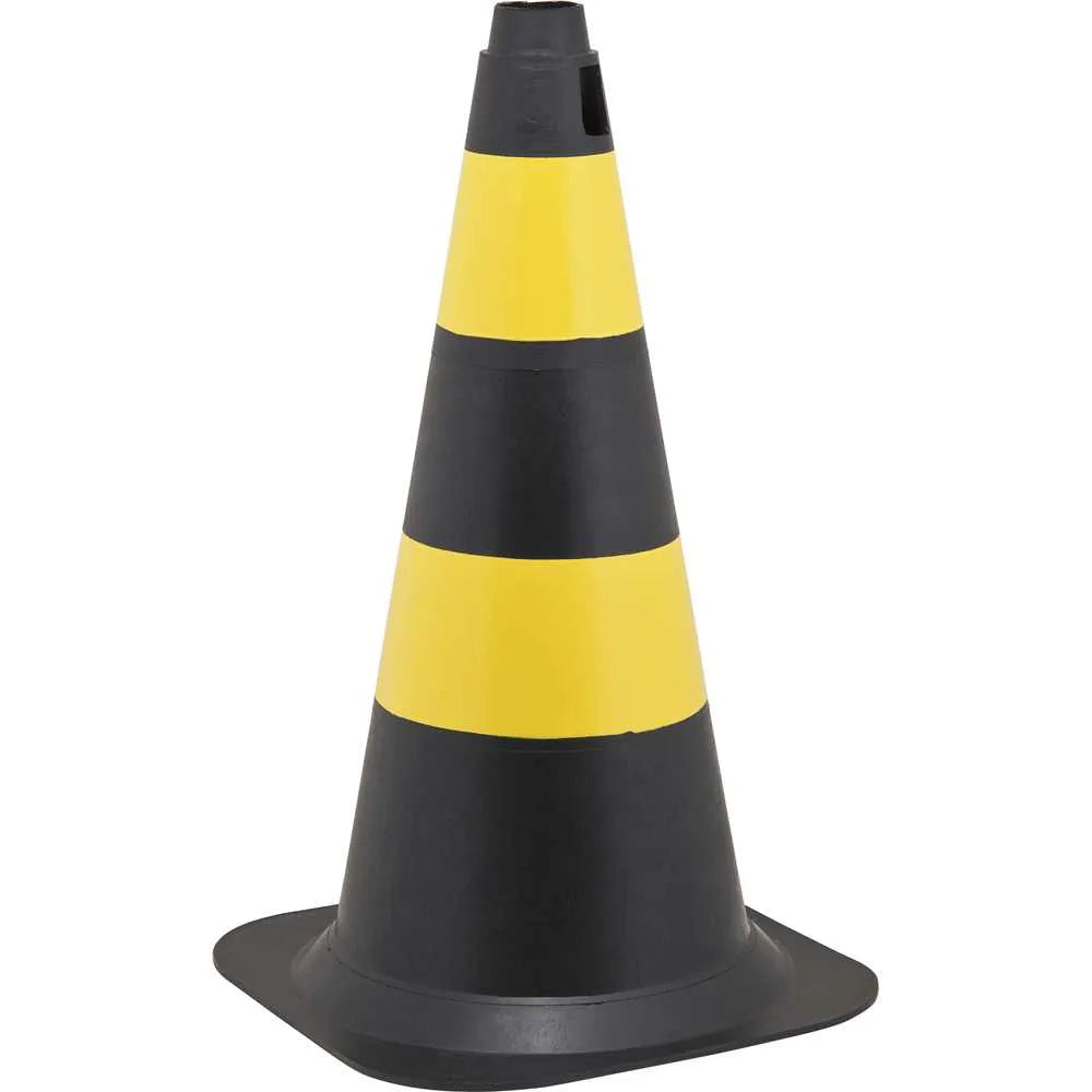 Cone de Sinalização c/ 50cm, Preto e Amarelo em Polietileno - Vonder